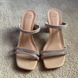 A New Day Women's Beige Rhinestone Heels